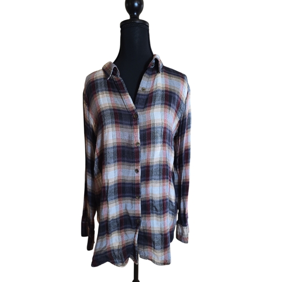 About A Girl Tops - About A Girl Cabincore Multicolor Plaid Shirt M